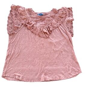 Democracy Peach Lace  Detail Top Sz M Stretch C2-9